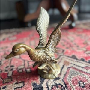 Antique vintage brass Duck in flight Figurine